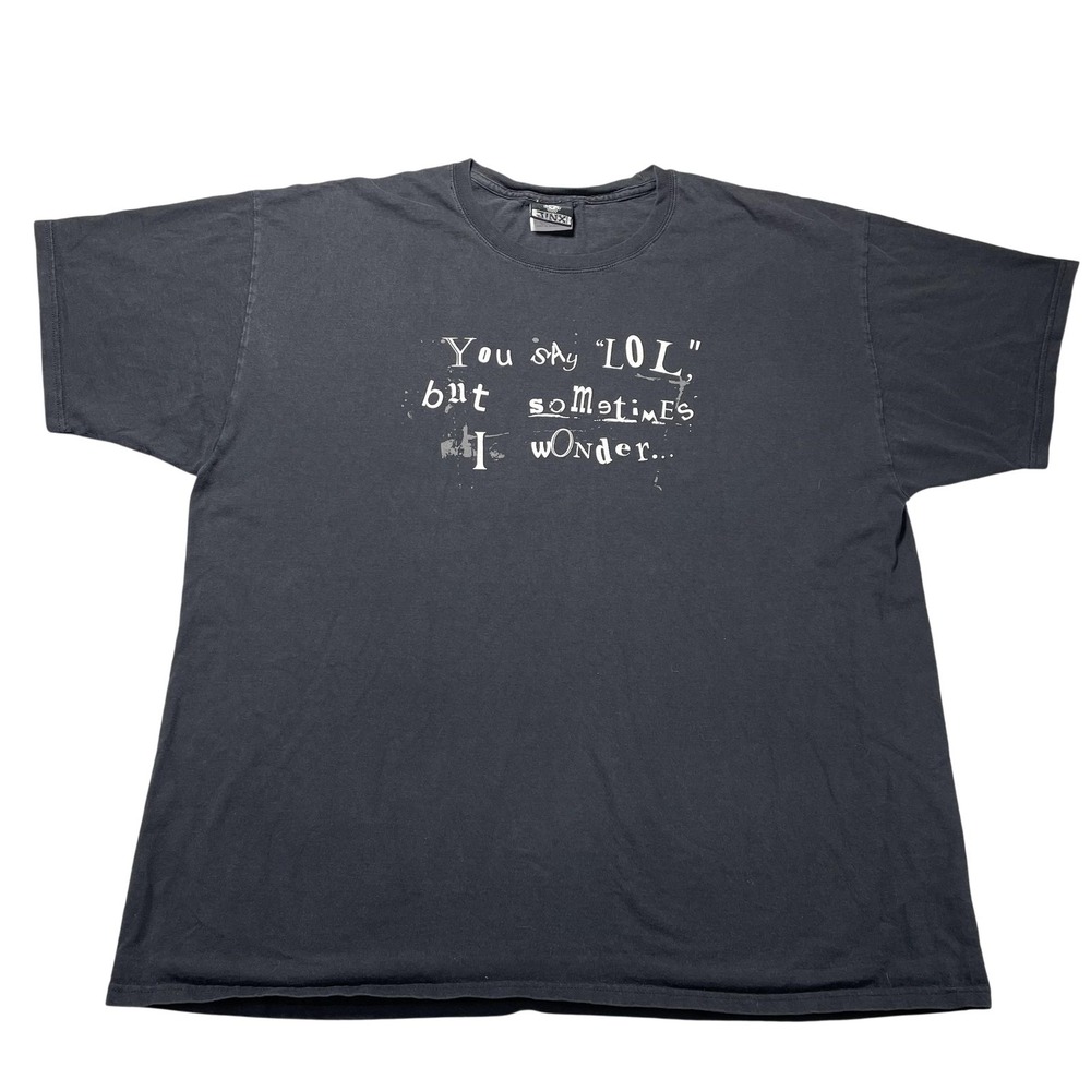 Jinx Shirt Mens 2XL Black You Say LOL Sometimes I Wonder Funny Graphic Tee VTG